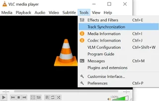 VLC desktop 3.0: tillgång till spårsynkroniseringskontroll.
