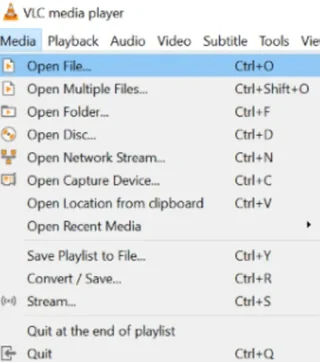 Media VLC skrivbordsmeny i 3.0-dokumentation.